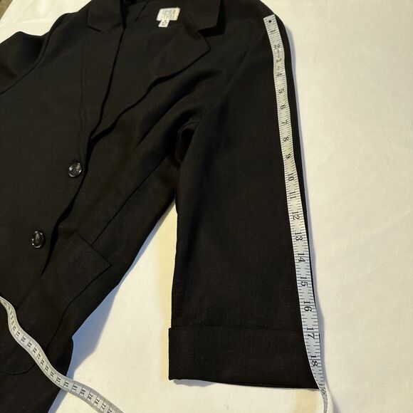 Womens Black Linen-Blend Button Front Blazer Suit Size M(8-10) Time and Tru NWOT - Picture 7 of 8